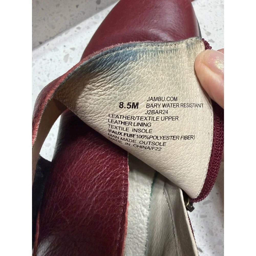 Jambu Bary Booties Burgundy Leather Water Resistant Memory Foam comfort 8.5M